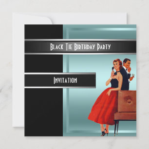 Uitnodiging voor verjaardagsfeest in Black Tie-sti