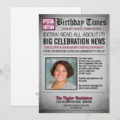 Uitnodiging voor verjaardagsfeest in krant op voor (Voorkant / Achterkant)
