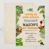 Uitnodiging voor verjaardagsfeest in regenwoud (Voorkant / Achterkant)