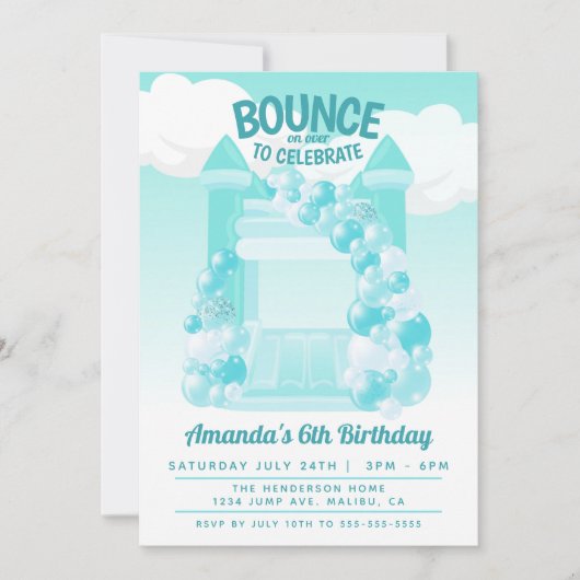 Uitnodiging voor verjaardagsfeest in springhuisje (Voorkant)