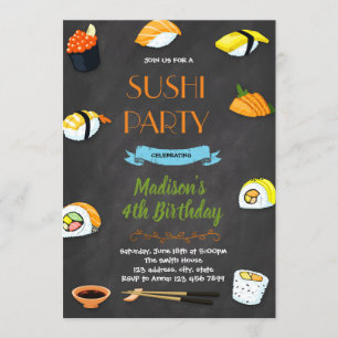 Uitnodiging voor verjaardagsfeest in Sushi