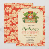 Uitnodiging voor verjaardagsfeest in Tiki (Voorkant / Achterkant)