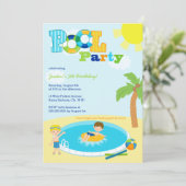 Uitnodiging voor verjaardagsfeest jongens in Cute  (Staand voorkant)