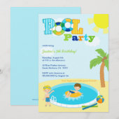 Uitnodiging voor verjaardagsfeest jongens in Cute  (Voorkant / Achterkant)