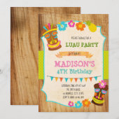 Uitnodiging voor verjaardagsfeest Luau (Voorkant / Achterkant)