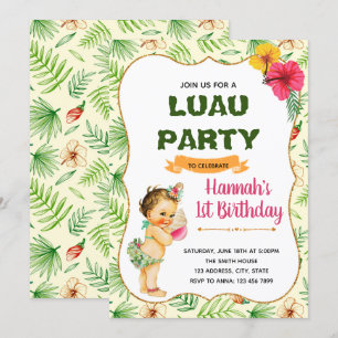 Uitnodiging voor verjaardagsfeest Luau kind