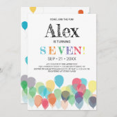 Uitnodiging voor verjaardagsfeest met ballonnen 7 (Voorkant / Achterkant)