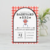 Uitnodiging voor verjaardagsfeest met BBQ in de ac (Staand voorkant)