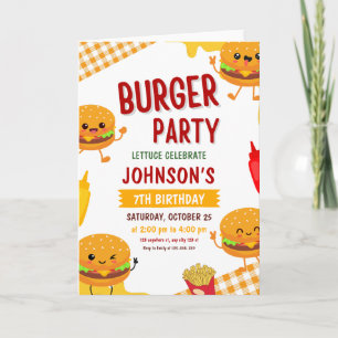 Uitnodiging voor verjaardagsfeest met hamburgers, 