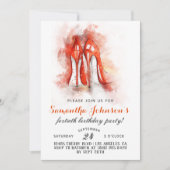 Uitnodiging voor verjaardagsfeest met hoge hakken (Voorkant)