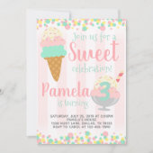 Uitnodiging voor verjaardagsfeest met ijs (Voorkant)