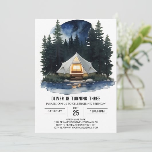 Uitnodiging voor verjaardagsfeest met landelijke t (Staand voorkant)