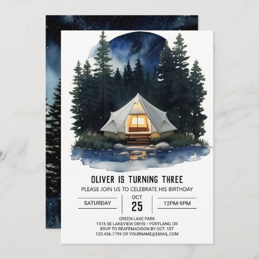 Uitnodiging voor verjaardagsfeest met landelijke t (Voorkant / Achterkant)