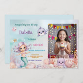 Uitnodiging voor verjaardagsfeest met magische zee (Voorkant / Achterkant)