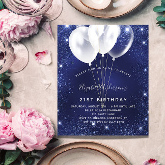 Uitnodiging voor verjaardagsfeest met marineblauwe flyer