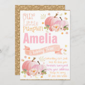 Uitnodiging voor verjaardagsfeest met pompoen Herf (Voorkant / Achterkant)