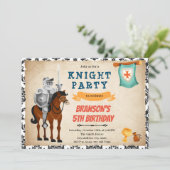 Uitnodiging voor verjaardagsfeest met ridderprins  (Staand voorkant)