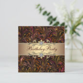 Uitnodiging voor verjaardagsfeest met rode wijn en (Staand voorkant)