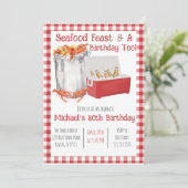 Uitnodiging voor verjaardagsfeest met seafood boil (Staand voorkant)