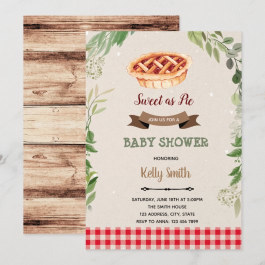 Uitnodiging voor verjaardagsfeest met taart (Voorkant / Achterkant)