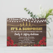 Uitnodiging voor verjaardagsfeest met verrassingsm (Staand voorkant)