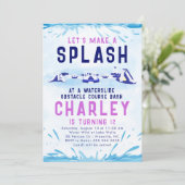 Uitnodiging voor verjaardagsfeest met waterglijbaa (Staand voorkant)