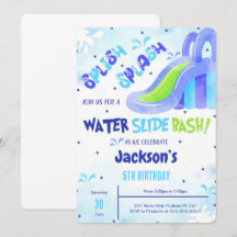Uitnodiging voor verjaardagsfeest met waterglijbaa