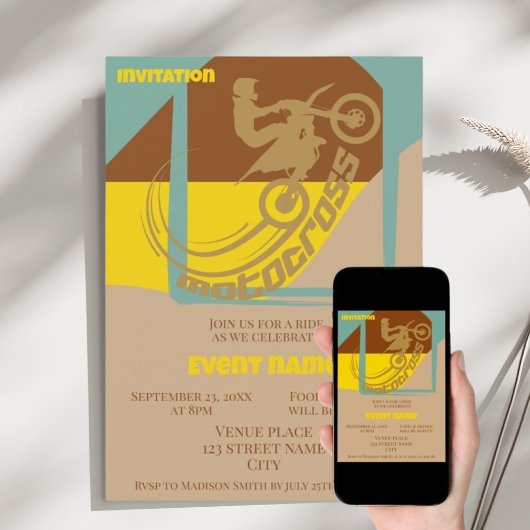 Uitnodiging voor verjaardagsfeest motocross evenem