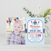 Uitnodiging voor verjaardagsfeest op 4 juli (Staand voorkant)