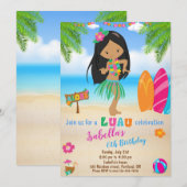 Uitnodiging voor verjaardagsfeest op het strand va (Voorkant / Achterkant)