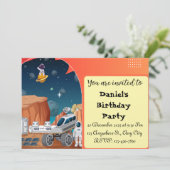 Uitnodiging voor verjaardagsfeest | Outer Space Pa (Staand voorkant)