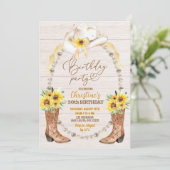 Uitnodiging voor verjaardagsfeest Pearl Sunflower (Staand voorkant)