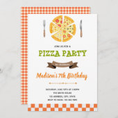 Uitnodiging voor verjaardagsfeest Pizza (Voorkant / Achterkant)