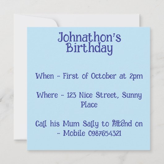 Uitnodiging voor verjaardagsfeest Rode Haan Jongen (Achterkant)