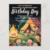 Uitnodiging voor verjaardagsfeest rond het kampvuu (Voorkant)