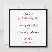 Uitnodiging voor verjaardagsfeest schoen vierkant  (Achterkant)