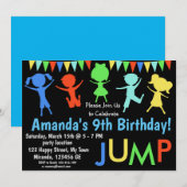 Uitnodiging voor verjaardagsfeest springen (Voorkant / Achterkant)