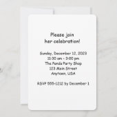 Uitnodiging voor verjaardagsfeest, tweezijdig, Pan (Achterkant)