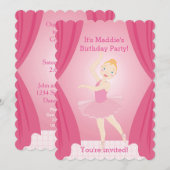  uitnodiging voor verjaardagsfeest van Ballerina (Voorkant / Achterkant)