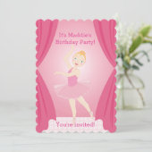  uitnodiging voor verjaardagsfeest van Ballerina (Staand voorkant)