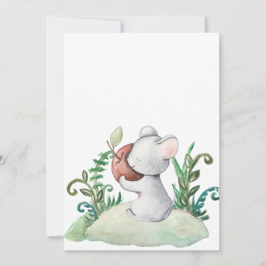 Uitnodiging voor verjaardagsfeest van bosdieren (Achterkant)