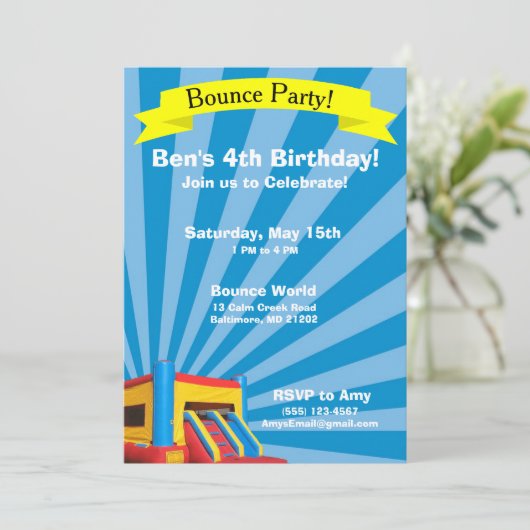 Uitnodiging voor verjaardagsfeest van Bounce (Staand voorkant)