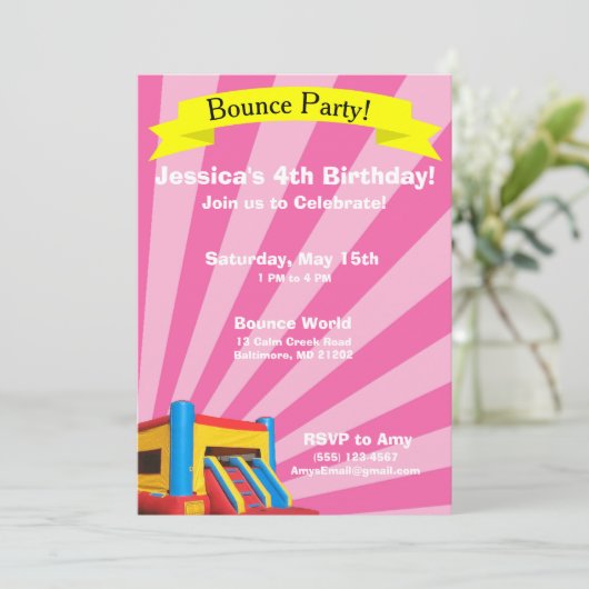 Uitnodiging voor verjaardagsfeest van Bounce (Staand voorkant)