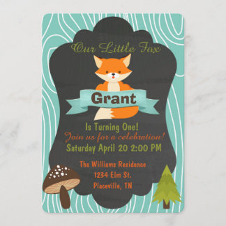 Uitnodiging voor verjaardagsfeest van Cute Fox Woo