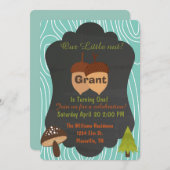 Uitnodiging voor verjaardagsfeest van Cute Nut Woo (Voorkant / Achterkant)