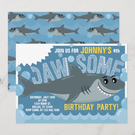 Uitnodiging voor verjaardagsfeest van de grote wit (Voorkant / Achterkant)