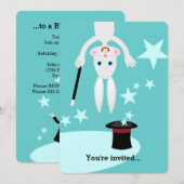 Uitnodiging voor verjaardagsfeest van een magiër (Voorkant / Achterkant)