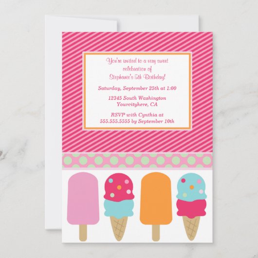 Uitnodiging voor verjaardagsfeest van een meisje m (Voorkant)