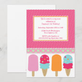 Uitnodiging voor verjaardagsfeest van een meisje m (Voorkant / Achterkant)