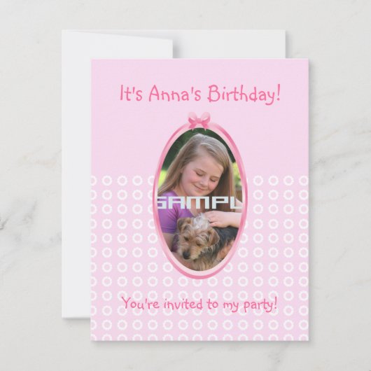 Uitnodiging voor verjaardagsfeest van een meisje u (Voorkant)